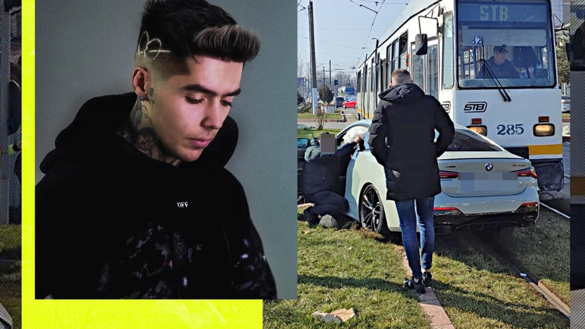 BMW-ul a fost grav avariat, iar cântărețul a ajuns la spital: Lino Golden, lovit de tramvai!