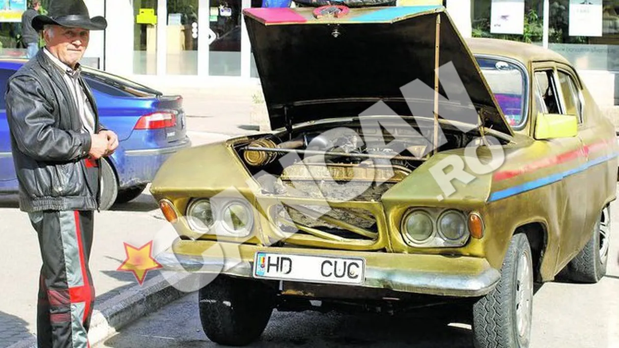 Un hunedorean care si-a construit singur un vehicul cu coarne de bivol renunta la piesa de colectie! Vinde masina la pachet cu garajul