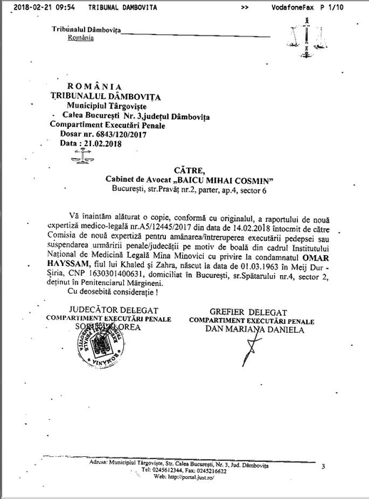 Documentele medicale care dovedesc starea precară de sănătate a lui Omar Hayssam