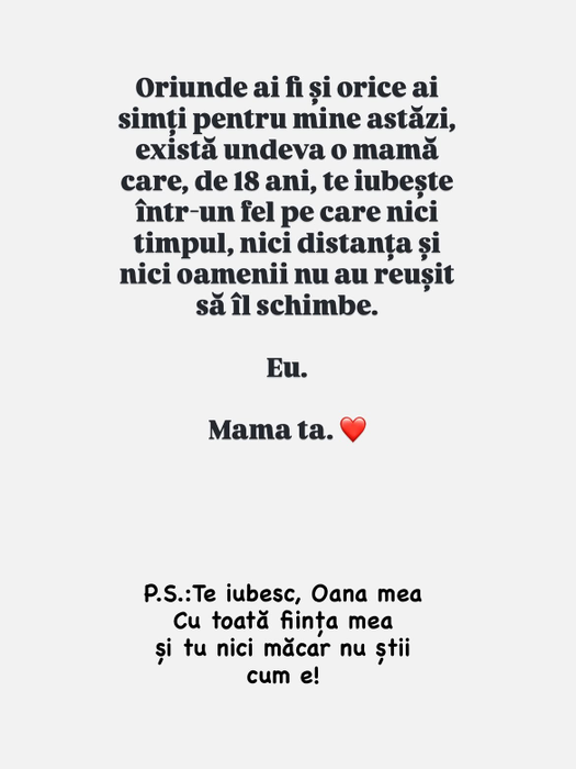 Roxana Blagu, mesaj emoţionant de majoratul fiicei ei: „Uşa mea nu s-a închis niciodată pentru tine, Oana mea!”