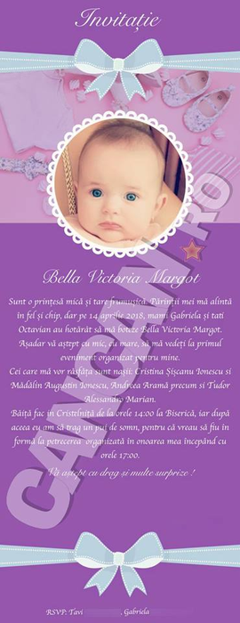 Cum arată invitația de botez a fetiței Gabrielei Cristea și a lui Tavi Clonda! E simplă, dar șic