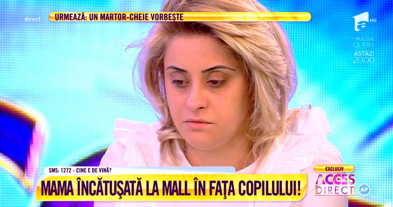 Femeia încătuşată la mall  în faţa copilului, primele declaraţii: “L-am lovit şi imediat m-a pus la pământ“