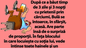 BANC | După ce a băut 3 zile cu prietenii, Bulă se întoarce acasă