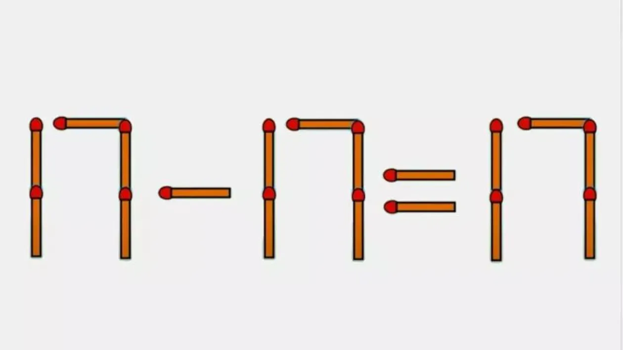Test IQ | Mută 1 singur băț pentru a corecta 17 - 17 = 17