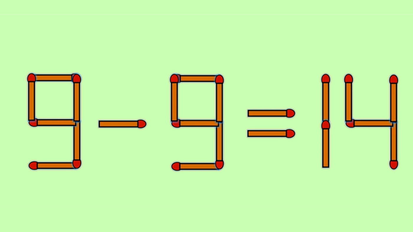 Test IQ cu chibrituri | Corectați 9 - 9 = 14, mutând un singur băț