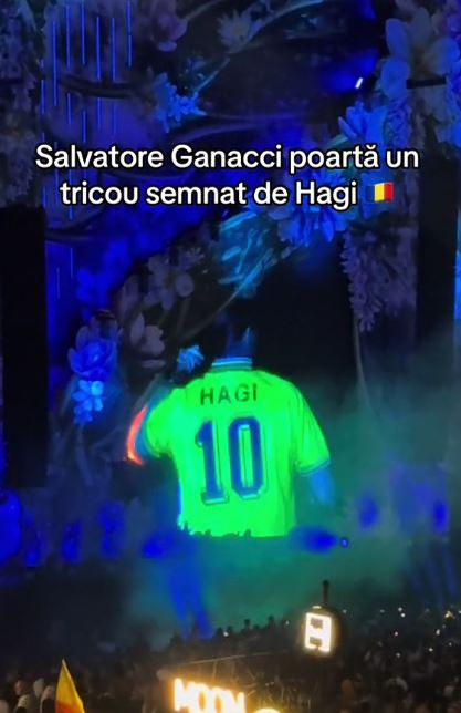 Salvatore Ganacci a îmbrăcat un tricou semnat de Gheorghe Hagi / sursă: Captură video