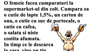 Bancul dimineții | O femeie face cumpărăturile la supermarket-ul din colț: "Tu sigur ești singură!"