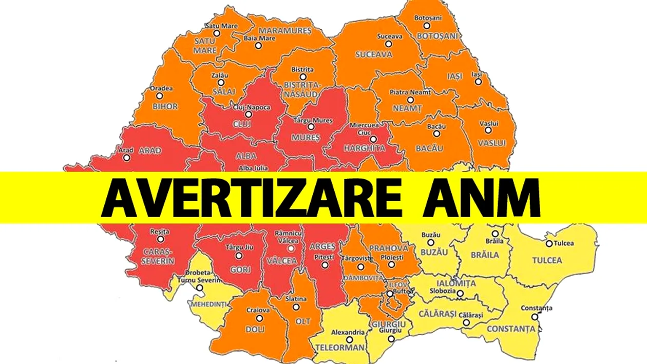 ANM, avertizare meteo groaznică. Care orașe din România vor fi cele mai afectate de vreme