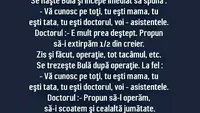 BANC | Se naște Bulă și începe imediat să spună: Vă cunosc pe toți! Tu ești mama, tu ești tata, tu ești..