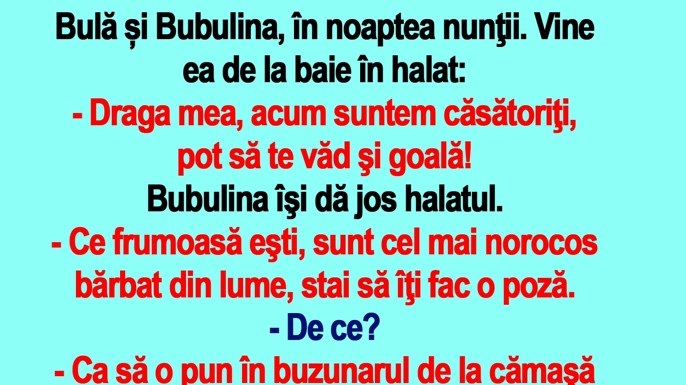 BANC | Bulă și Bubulina, în noaptea nunţii: "Acum suntem căsătoriți, pot să te văd și goală!"