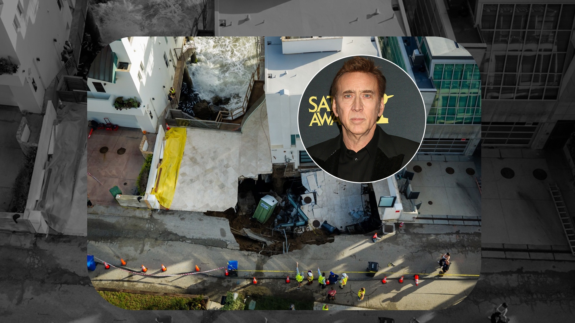 O groapă uriașă a apărut în fața vilei lui Nicolas Cage din Malibu. Autoritățile au declarat stare de urgență locală