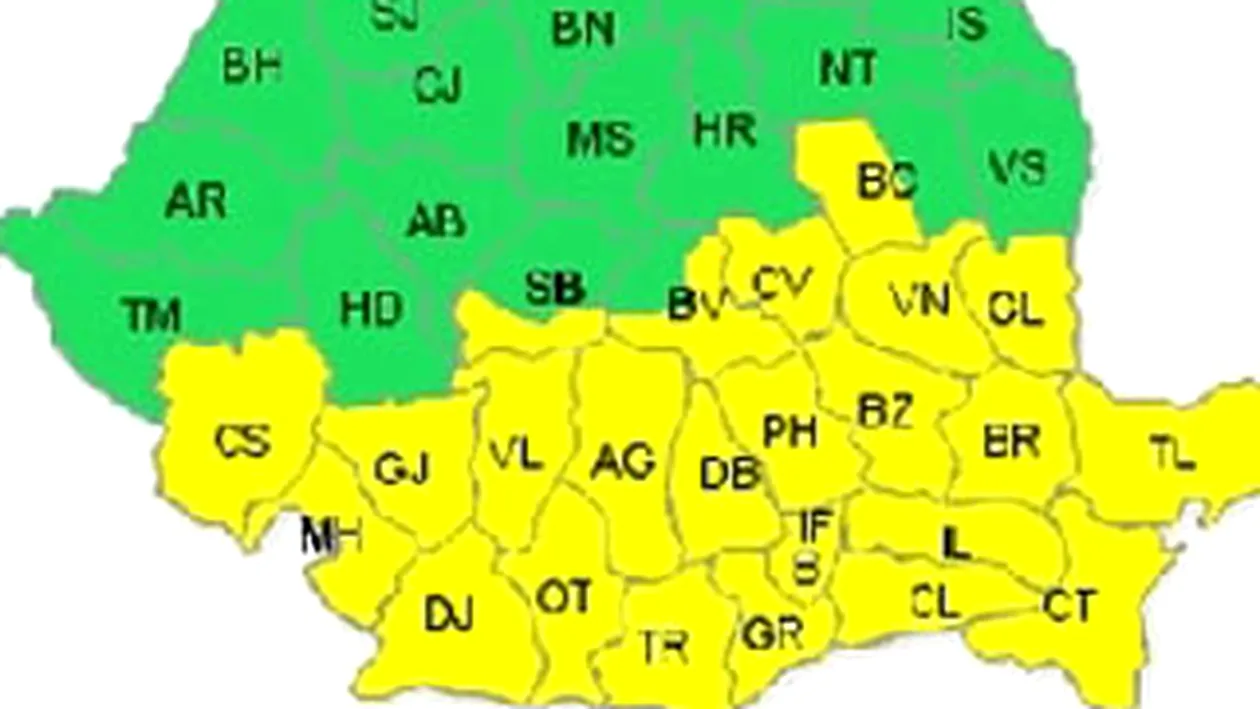 COD GALBEN! Se anunta ploi abundente, lapovita si ninsoare in mai multe judete