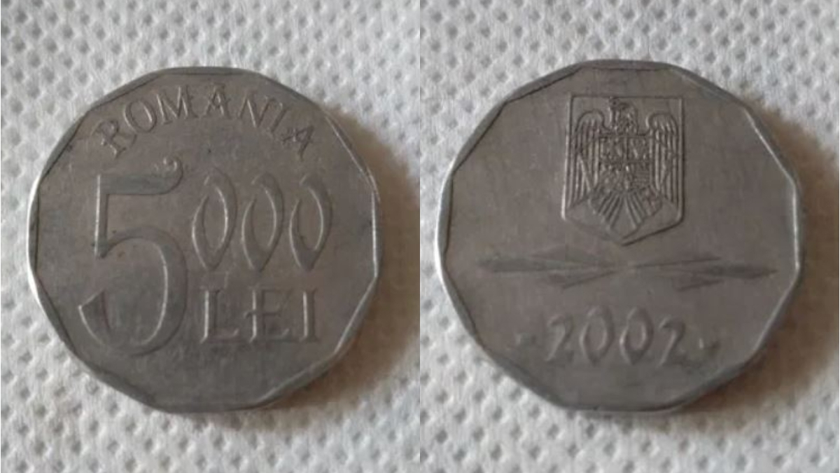 Tu mai ai deții așa ceva? Prețul ireal la care se vinde o monedă de 5.000 de lei din anul 2002, acum, la 21 de ani diferență