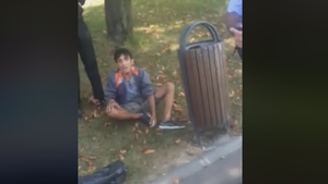 VIDEO | Polițiștii locali din Sectorul 3 lovesc cu pumnul un copil și îl leagă cu cătușele de un coș de gunoi pentru că a pescuit în lacul IOR