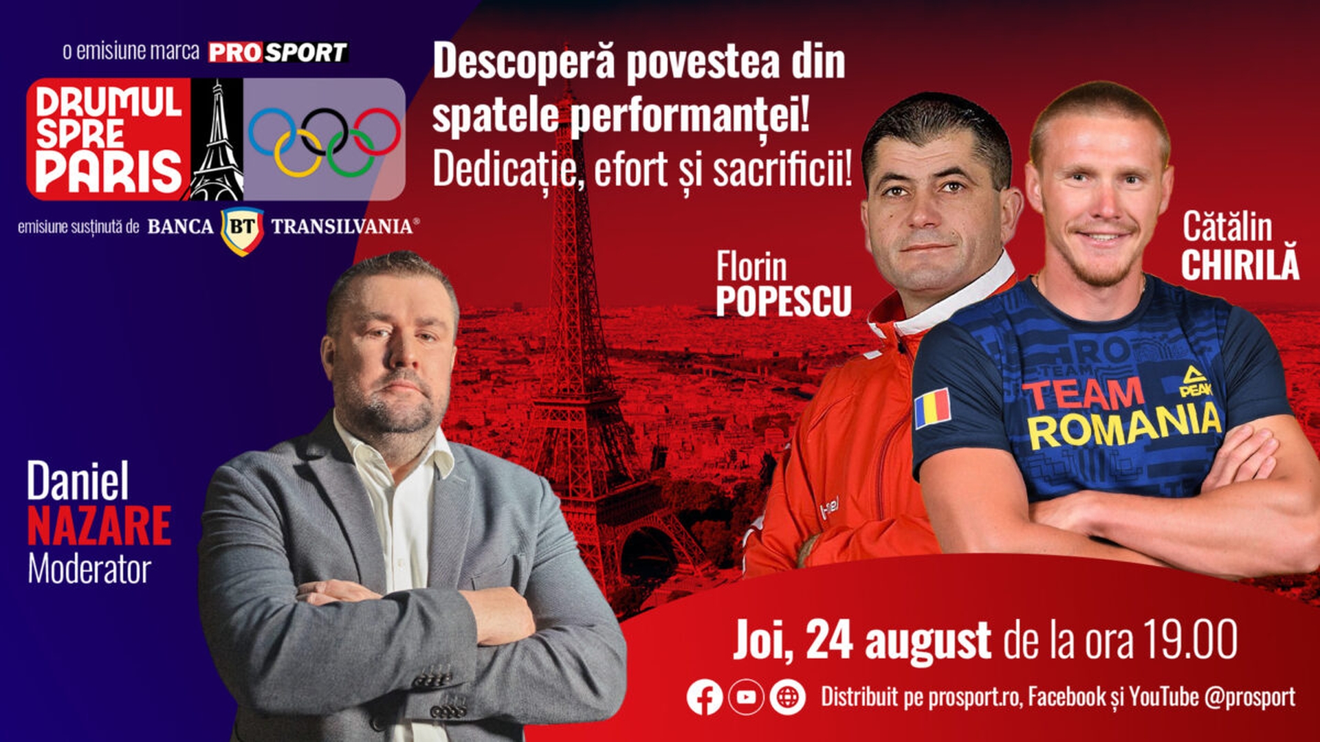 Cătălin Chirilă și antrenorul său, Florin Popescu, sunt invitații emisiunii ‘’Drumul spre Paris’’, realizată de junalistul Daniel Nazare