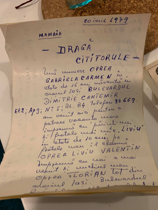 Scrisoare de acum 41 de ani