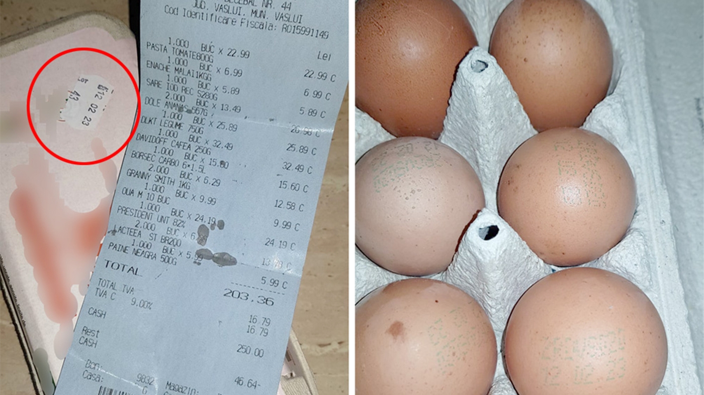 Ce "țeapă" a luat un client, după ce a cumpărat un cofraj cu 10 ouă, de 9.99 lei, dintr-un hipemarket din Vaslui