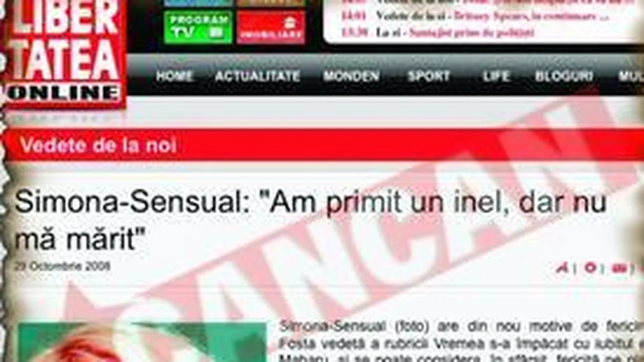 Am declarat si la Libertatea ca ma marit, dar au vrut sa scrie altfel