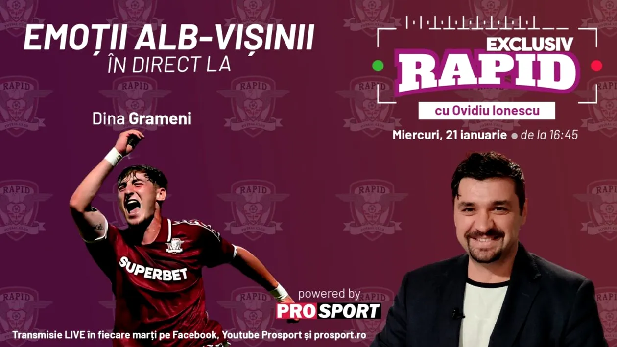 Cel mai bun jucător al Rapidului din ultimul meci vine astăzi la EXCLUSIV RAPID, în direct pe YouTube - ProSport, de la ora 16:45