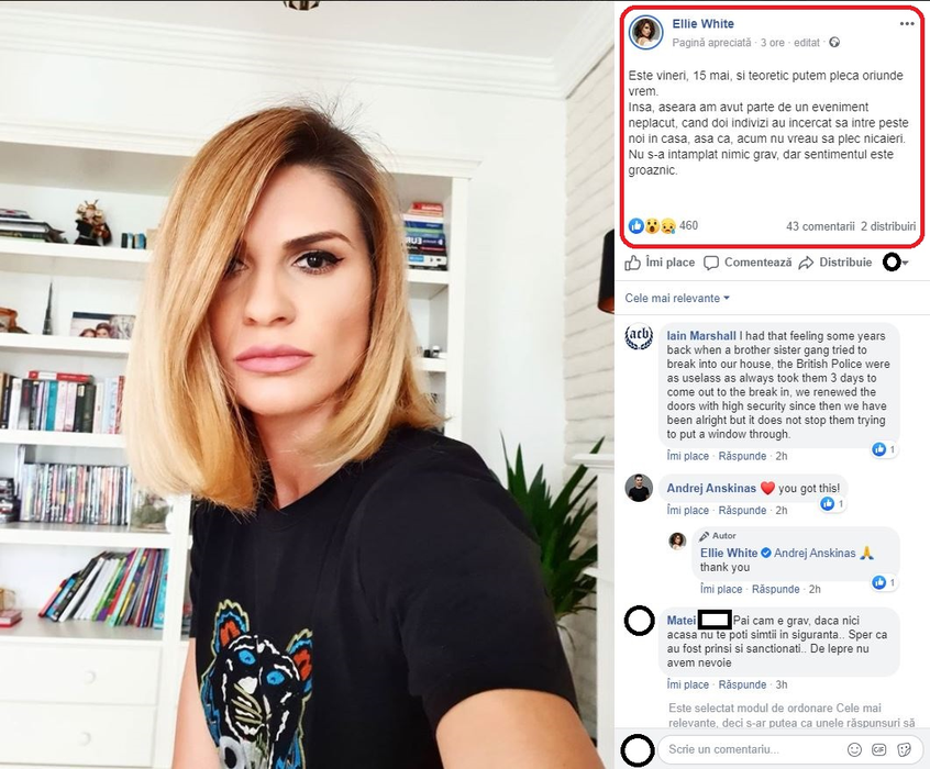 Ellie White și soțul ei, terorizați de hoții care au venit să le spargă vila: “Oribil sentiment! Doi indivizi alergând prin….”