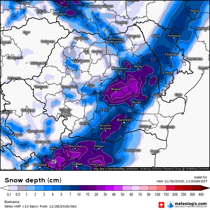 Meteorologii au emis un cod galben de ninsori care începe peste câteva ore. Care sunt zonele din România vizate de avertizare