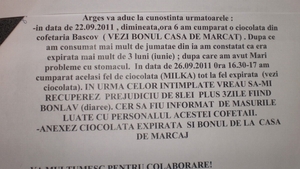 S-a plans la OPC ca s-a stricat la stomac de la ciocolata!