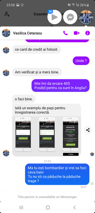 Atenție la înșelătorii! Discuția dintre un internaut și un hoț online. S-a folosit de numele lui Vasilică Ceterașu să facă bani