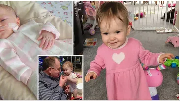 S-a nascut paralizata de la gat in jos, dar a facut primii pasi de Craciun! Miracolul care a binecuvantat aceasta fetita