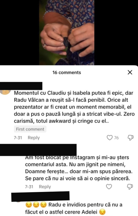 Radu Vâlcan, criticat după cererea în căsătorie a lui Claudiu către Isabel. Sursa foto: TikTok