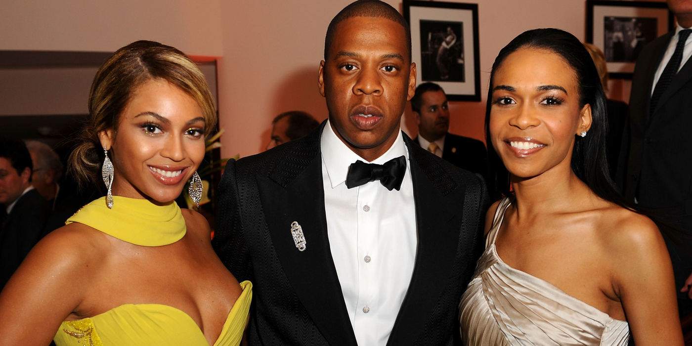 BEVERLY HILLS, CA - FEBRUARY 10:  Singer Beyonce, rapper Jay-Z and Michelle Williams during the Sony/BMG Grammy After Party at the Beverly Hills Hotel on February 10, 2008 in Beverly Hills, California.  (Photo by Michael Caulfield/WireImage)