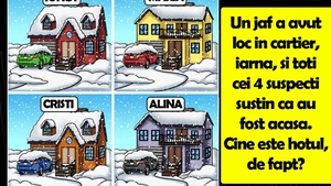 Test IQ | Un jaf a avut loc în cartier și toți cei 4 suspecți susțin că erau acasă. Cine e hoțul, de fapt?