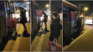 Culmea tupeului! O familie urcă cu tot cu căruciorul de cumpărături în autobuz, în staţia Piaţa Sudului, din Berceni