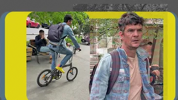 Atenție, vamaiot în Capitală! Tudor Chirilă, cum nu l-ai mai văzut... Cu șlapi crocși și pe biclă!