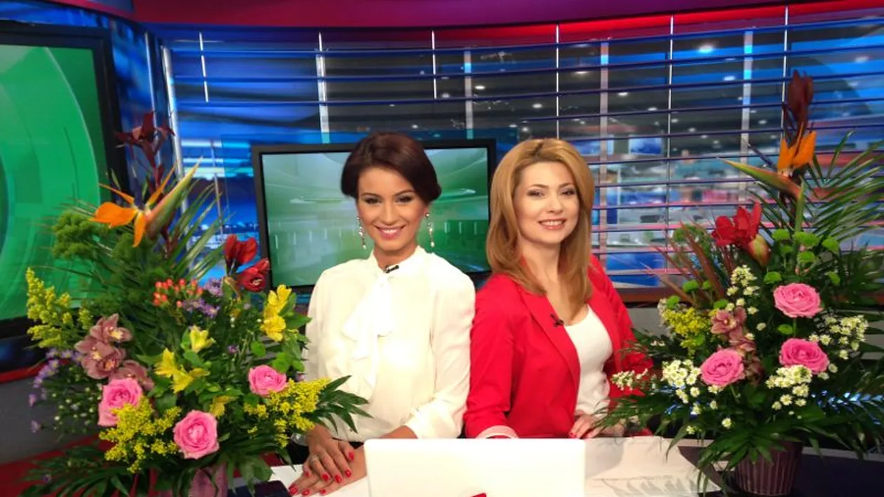 Geanina Varga si Mihaela Calin, rasfate de Ziua Femeii. Colegii le-au umplut studioul cu flori!