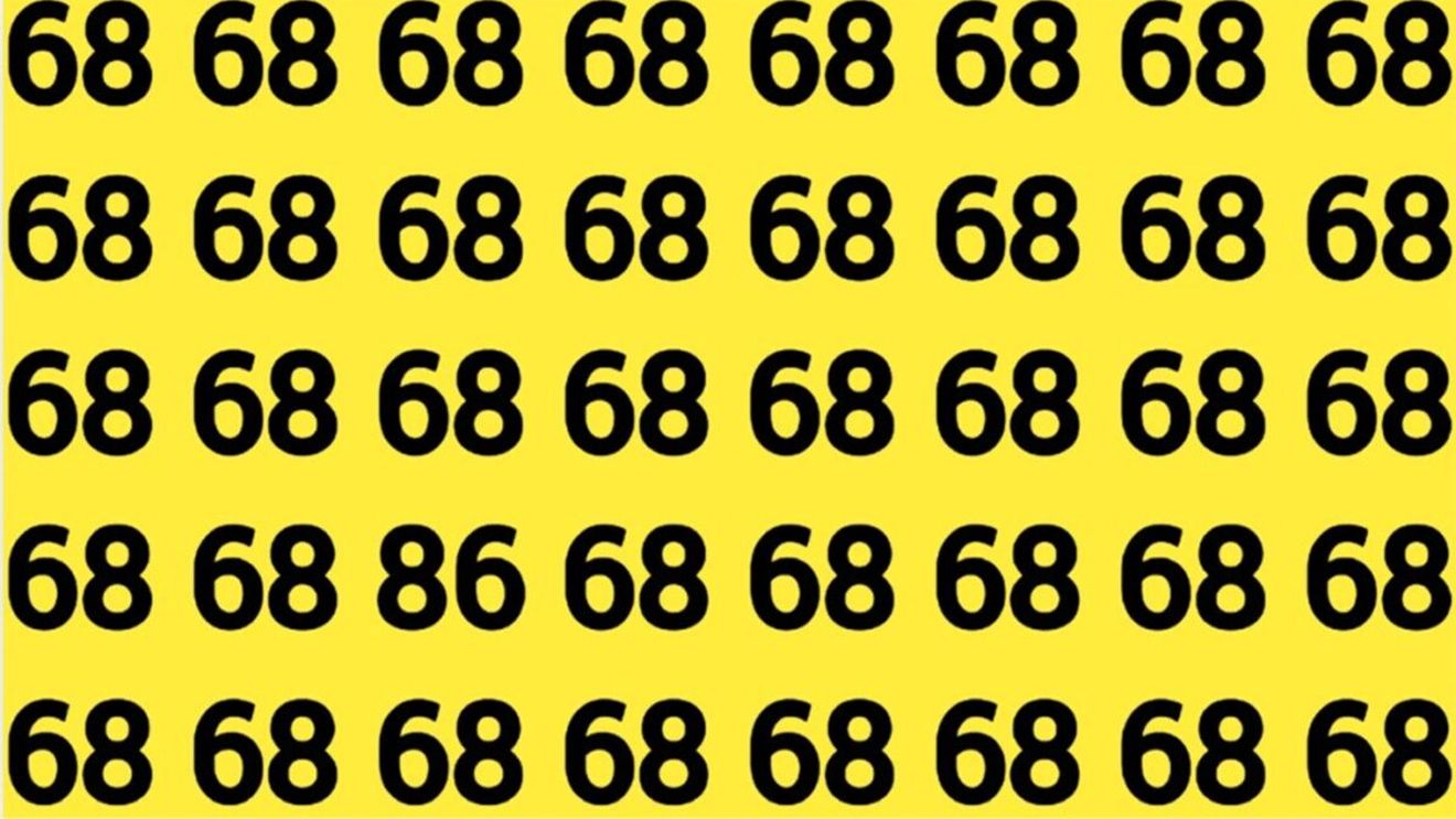 Test de logică | Nu toate numerele din această imagine sunt 68. Găsiți-l pe singurul diferit!