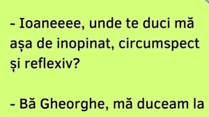 BANCUL ZILEI | "Ioane, unde te duci, mă, așa de inopinat, circumspect și reflexiv"