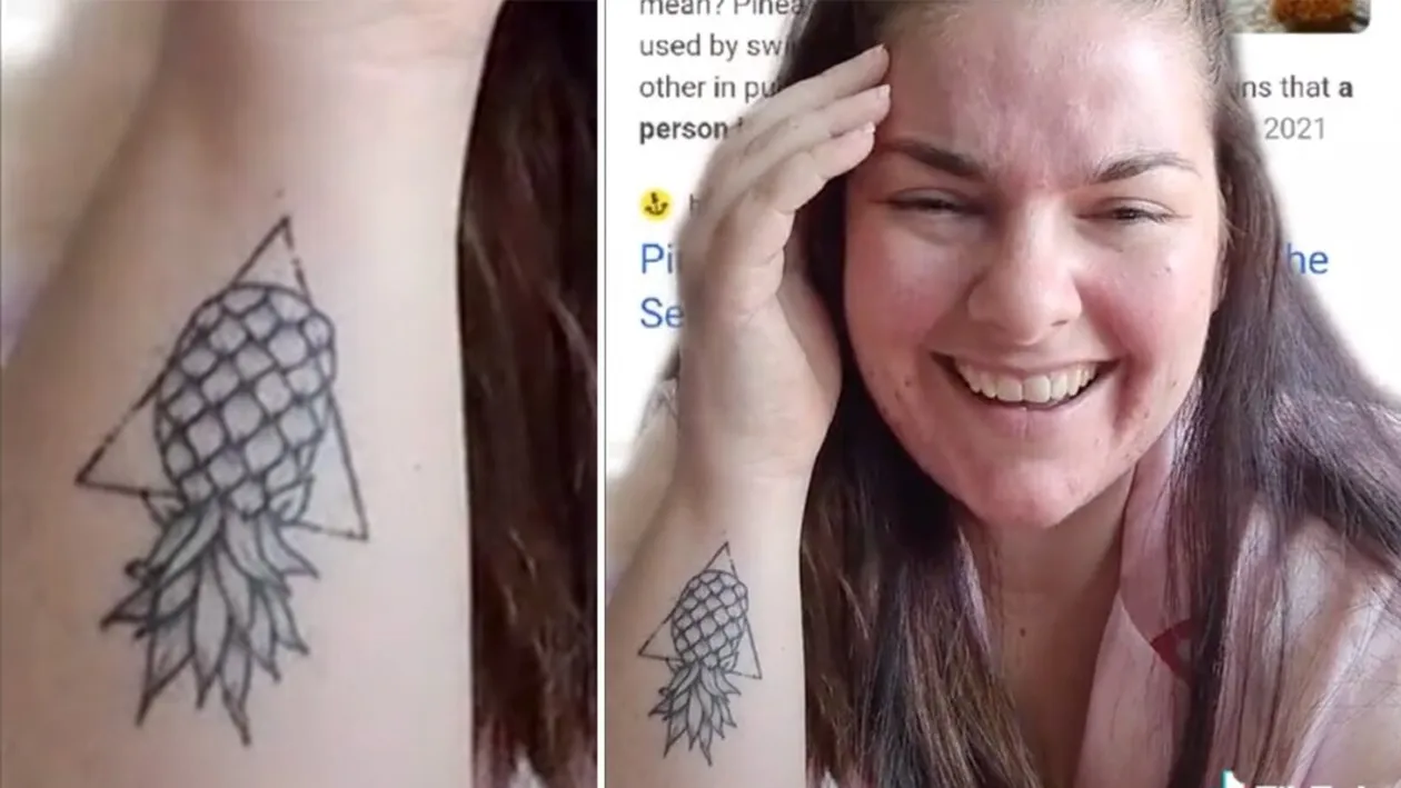 Această tânără a vrut să-și facă un tatuaj pe braț, cu un ananas și un triunghi. Ireal ce a ieșit și ce mesaj ascunde, de fapt