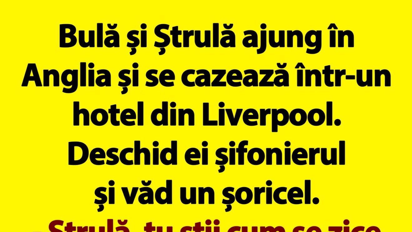 BANC | Bulă și Ștrulă ajung în Anglia și se cazează într-un hotel din Liverpool