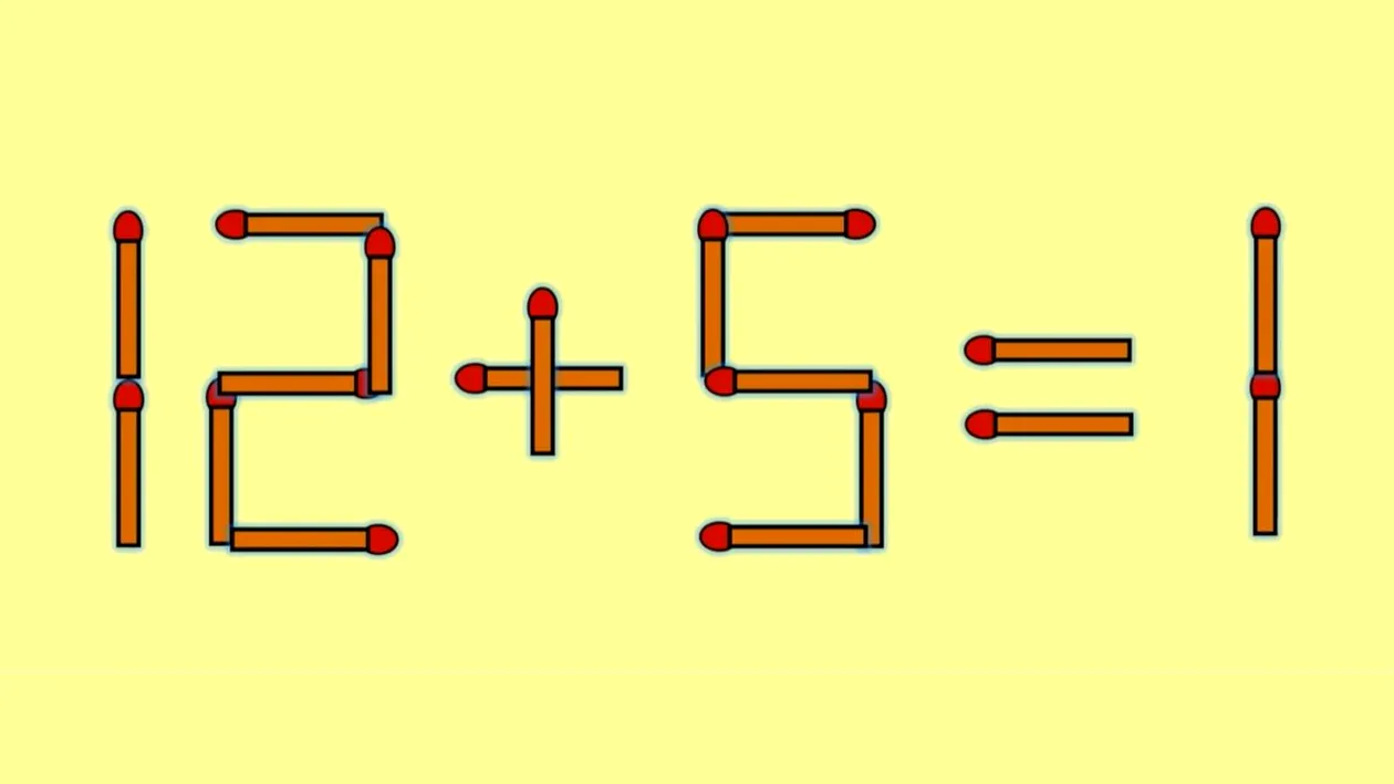 Test de inteligență | Mutați un singur chibrit pentru a corecta 12 + 5 = 1
