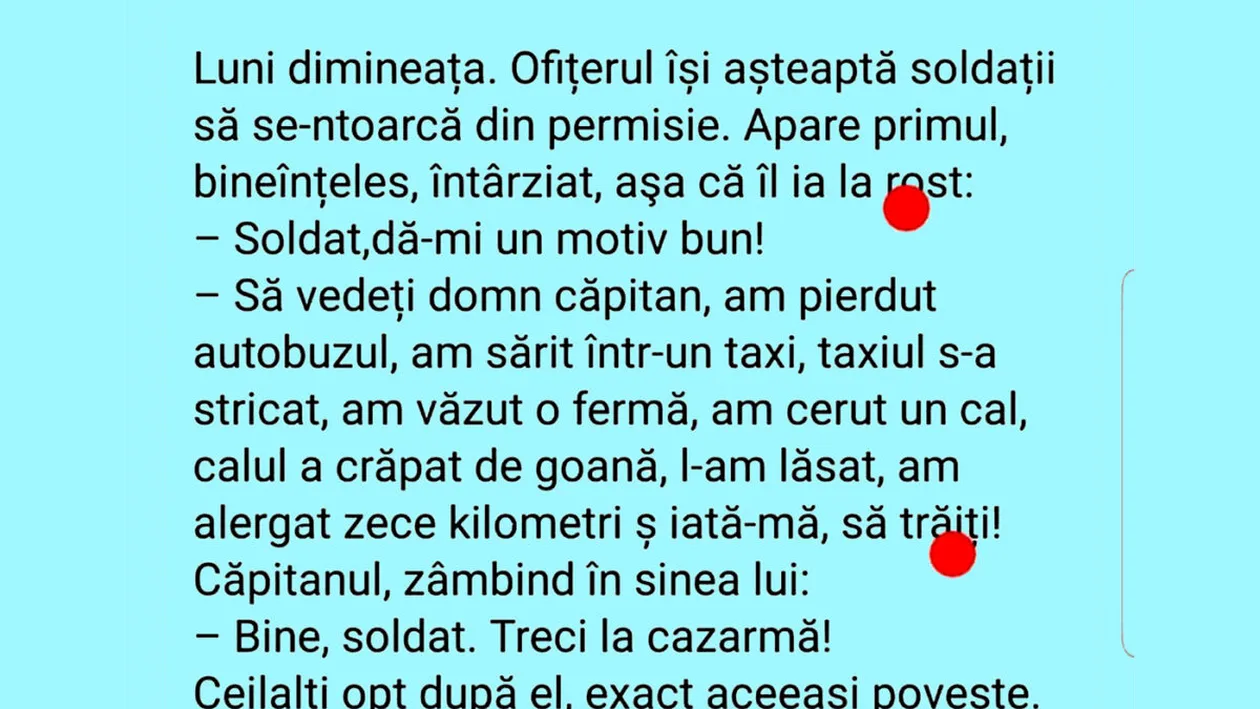 BANC | Ofițerul își așteaptă soldații să se întoarcă din permisie