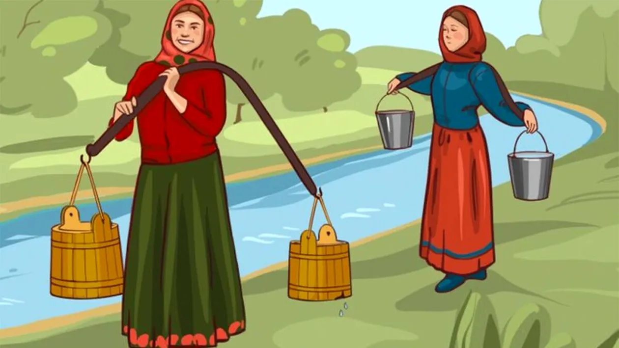 Test de logică | Care dintre aceste două femei va aduce o cantitate mai mare de apă? Atenție la detalii!