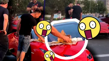 Au mâncat ca ”șantieriștii” pe capota unui Lamborghini de 200.000 €!