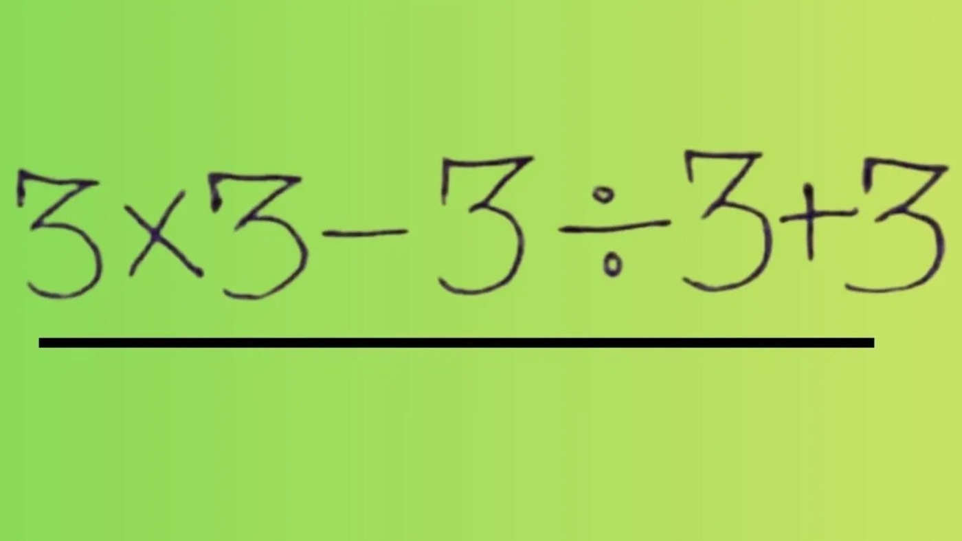 TEST IQ | Calculați în cap: 3 x 3 - 3 : 3 + 3 = ?
