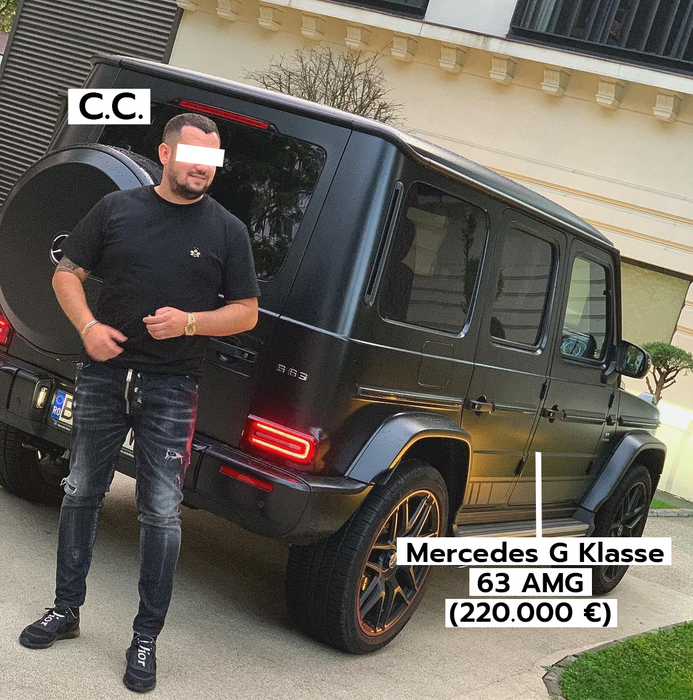 C.C. se laudă, printre altele, și cu un Mercedes G Klasse 63 AMG (220.000 €)/ Foto: Instagram