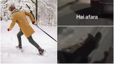 Amendă uriașă pentru doi bărbați din Galați! Poliția i-a taxat dur, după ce s-au dat cu sania, trasă de mașină