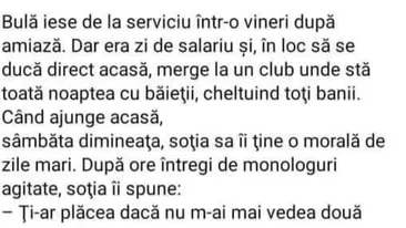 BANC | Bulă ia salariu dar, în loc să se ducă acasă, merge la club și cheltuie toți banii, cu băieții