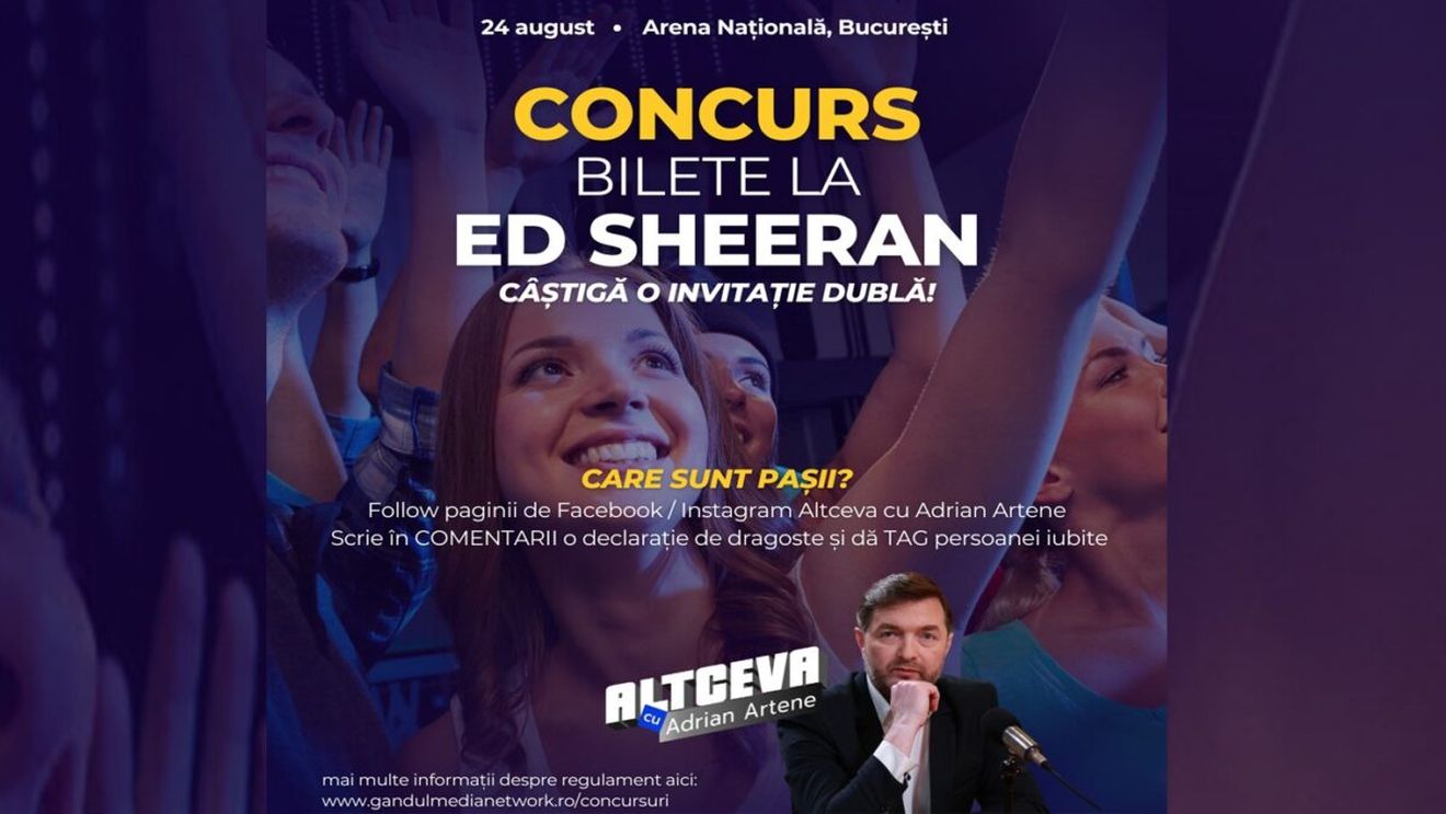 ALTCEVA CU ADRIAN ARTENE vă oferă 80 de BILETE la concertul lui Ed Sheeran de la București