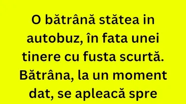 BANC | Bătrânica din autobuz și tânăra cu fustă scurtă