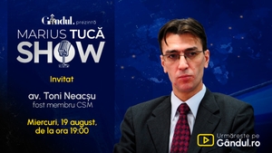Marius Tucă Show începe miercuri, 19 august, de la ora 19.00, live pe Gândul. Invitat: Toni Neacșu