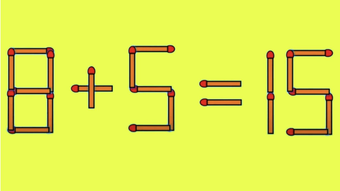 TEST IQ | E nevoie să mutați un singur chibrit, pentru a corecta 8 + 5 = 15